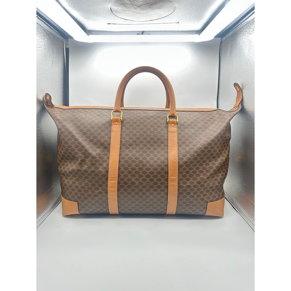 Vintage Celine Macadam Canvas Boston Bag XL Weekender Travel Duffle Carry-On - Picture 3 of 15